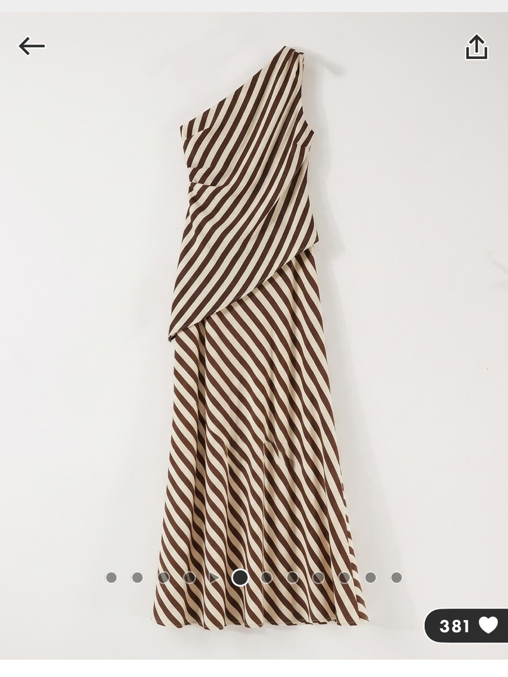 Bronze Snake Inessa Striped Asymmetric Top and Maxi Skirt Set in Brown and Cream - Picture 5 of 11